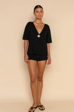 ELCE Swim Tops-INKA KNIT SHIRT - BLACK