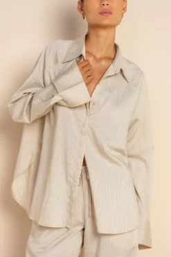 ELCE Swim Tops-IVY SHIRT - OAT STRIPE