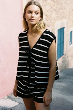 ELCE Swim Selalu|Tops-JONI KNIT TANK - BLACK/WHITE STRIPE