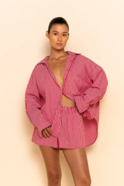 ELCE Swim Selalu|Tops-JUDE SHIRT - CHERRY STRIPE