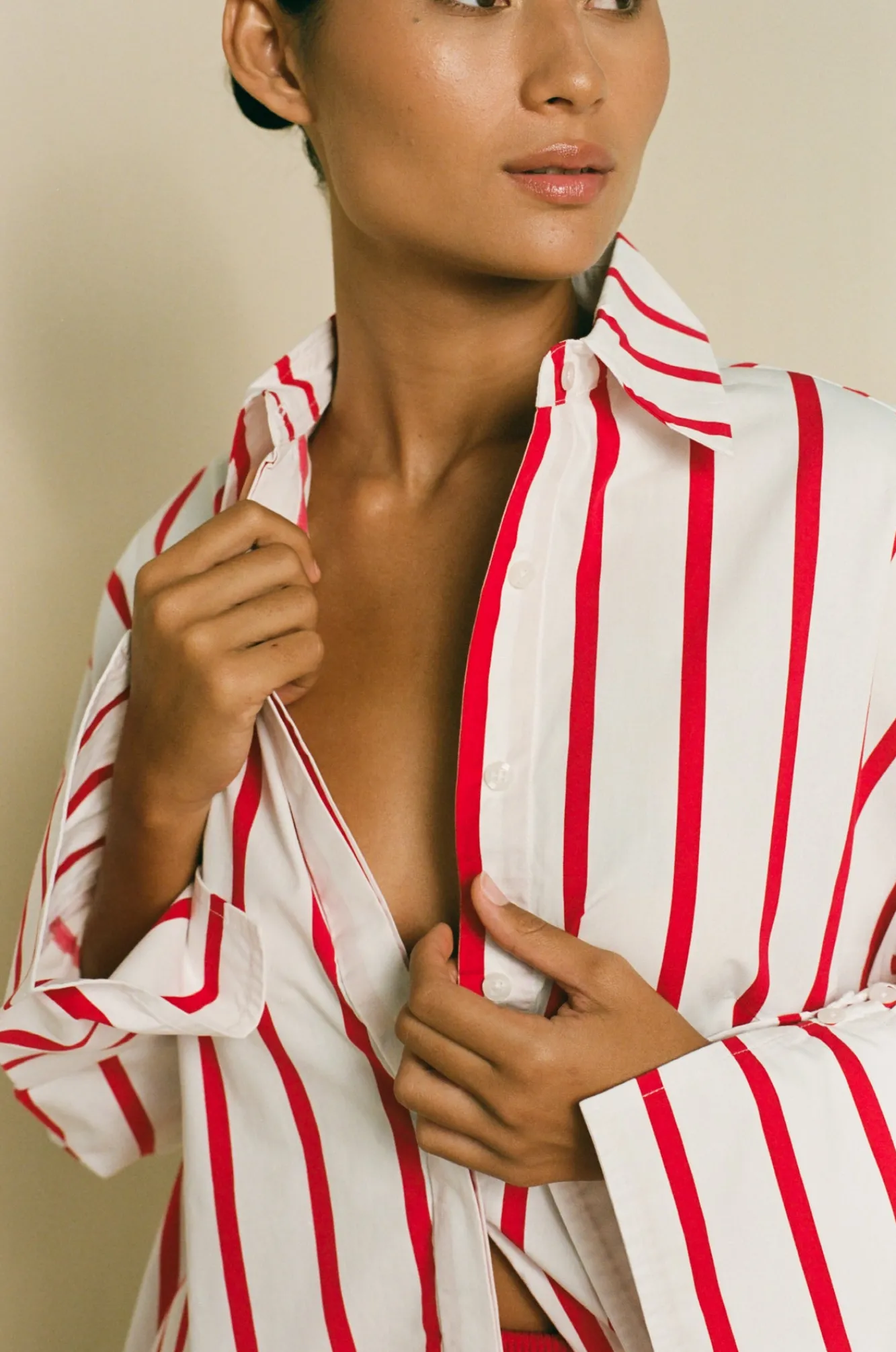 ELCE Swim Tops-PRE ORDER // REVERIE SHIRT - RED / WHITE STRIPE