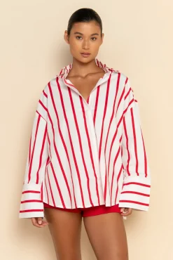 ELCE Swim Tops-PRE ORDER // REVERIE SHIRT - RED / WHITE STRIPE