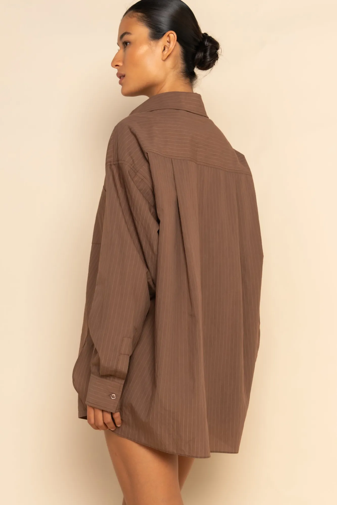 ELCE Swim Selalu|Tops-REMI SHIRT - MOCHA PINSTRIPE