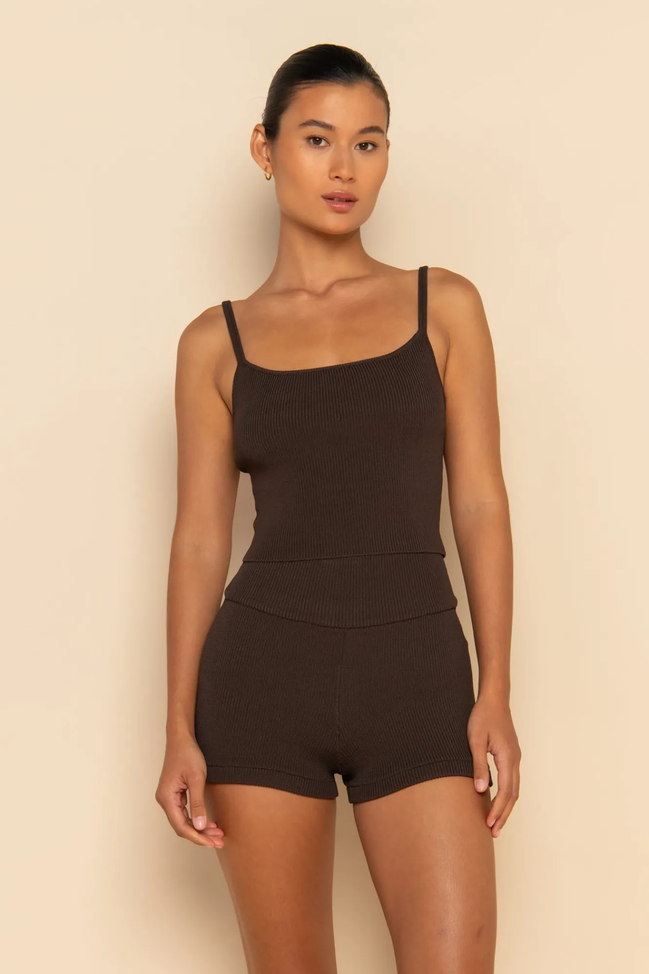 ELCE Swim Tops-SOL KNIT TANK - CACAO